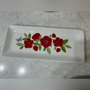 Dolly Parton Buffalo Plaid with Red Flower Serving Platter